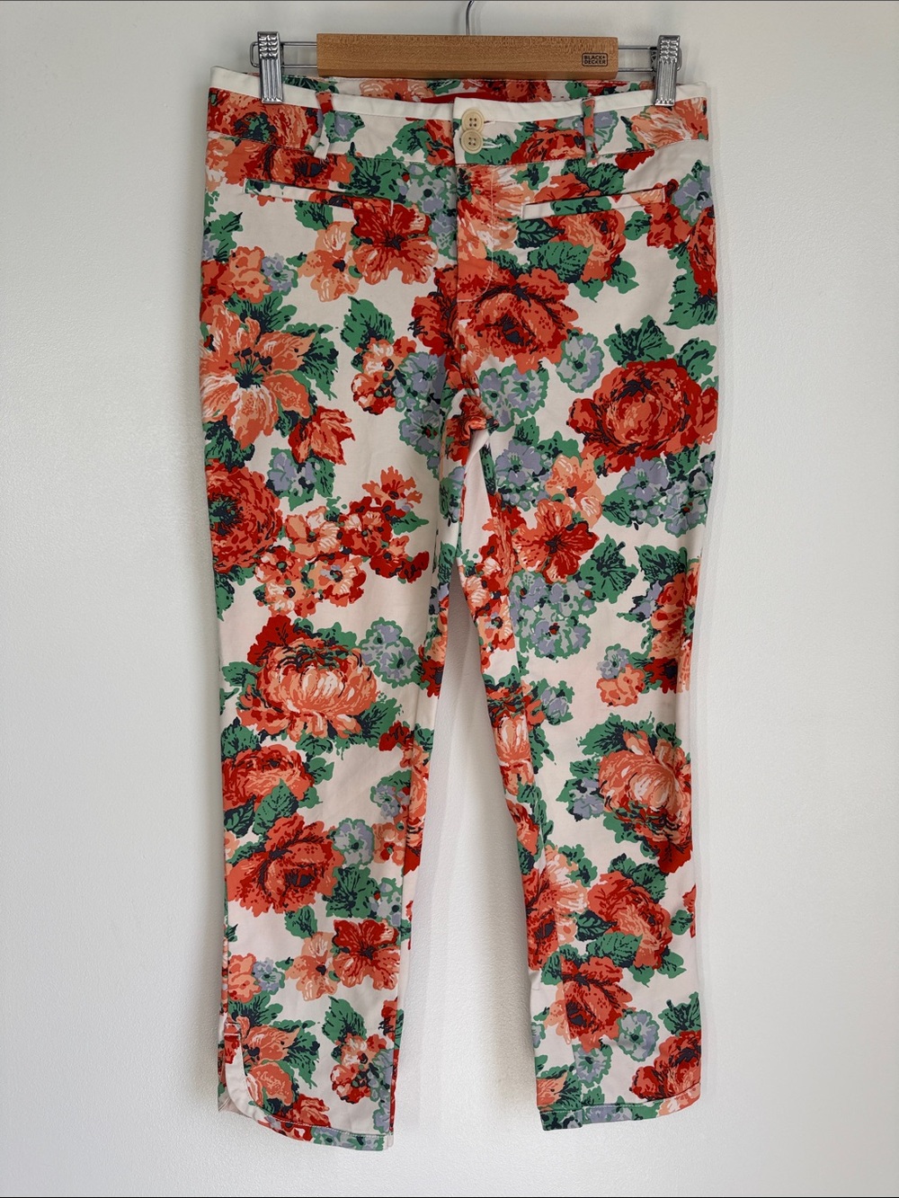 Cartonnier Anthropologie Floral Ankle Pants Size 6 Cropped Stretch